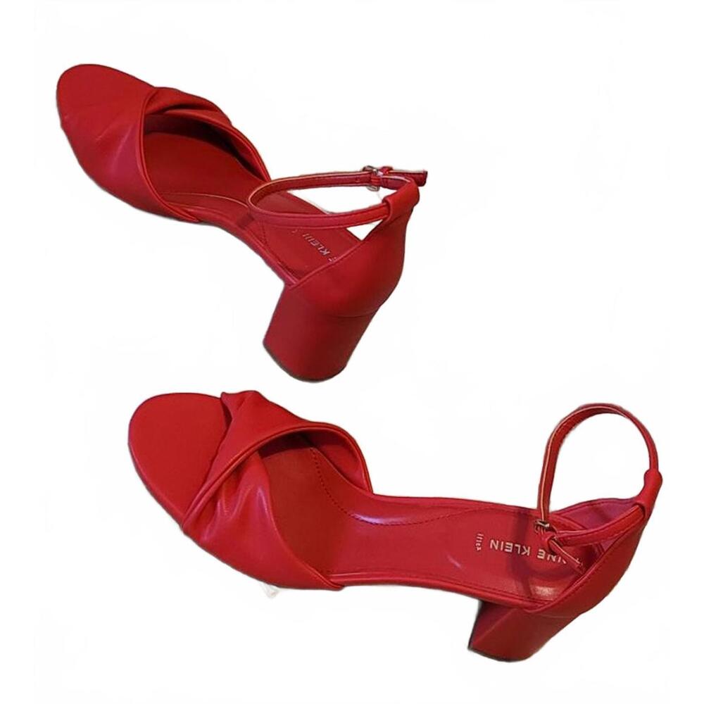 Anne Klein Women's Raider Pump Ankle Strap Red High Heel Fashion Shoes Size 10M